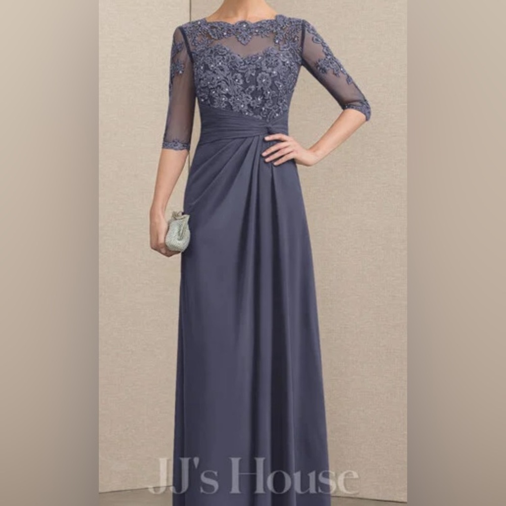 Mother of the Bride Wedding Dress Stormy Short Sleeve with Lace